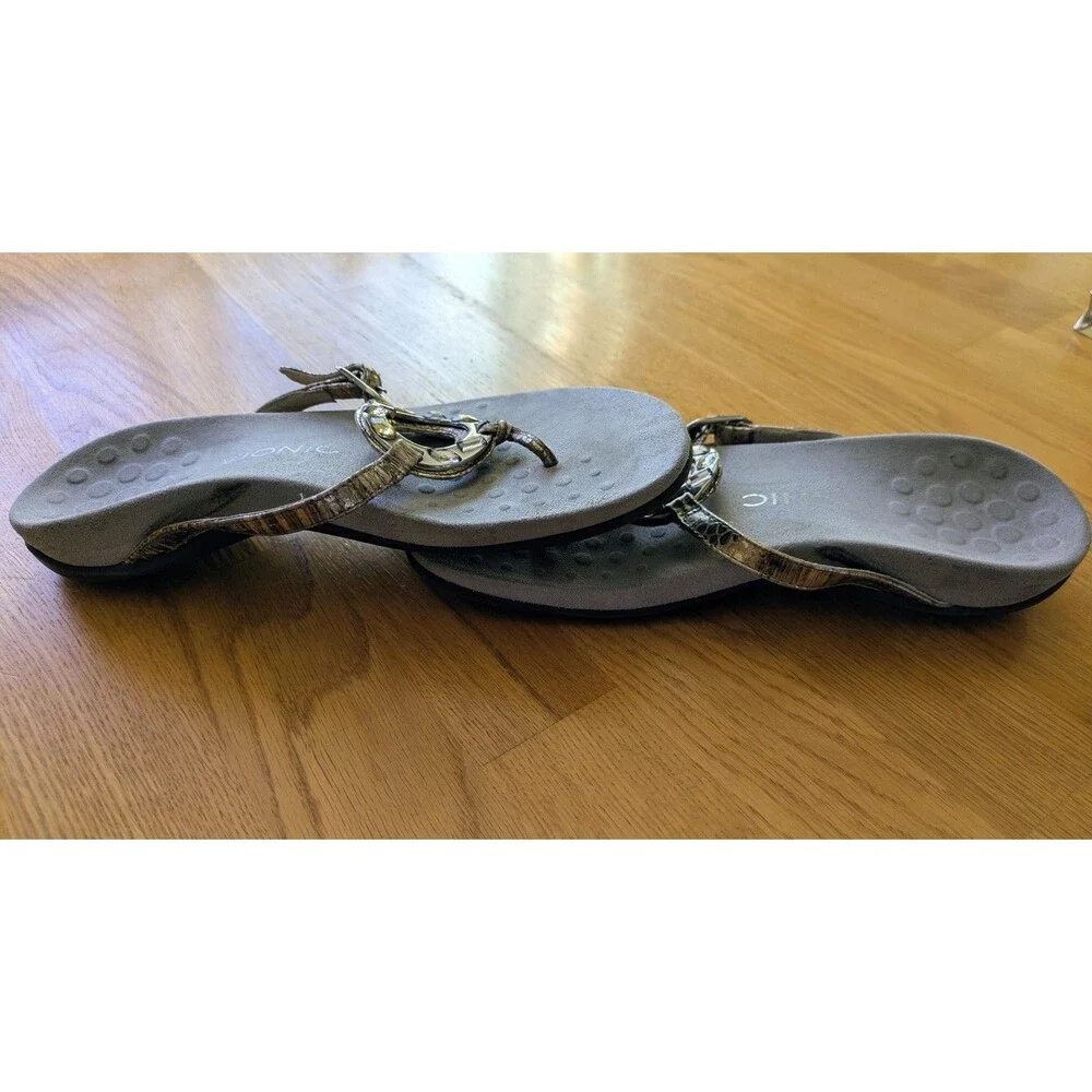 Vionic Sandals Womens 6 Silver Jeweled 340 Ricci TVW4725 Flip Flop Thong